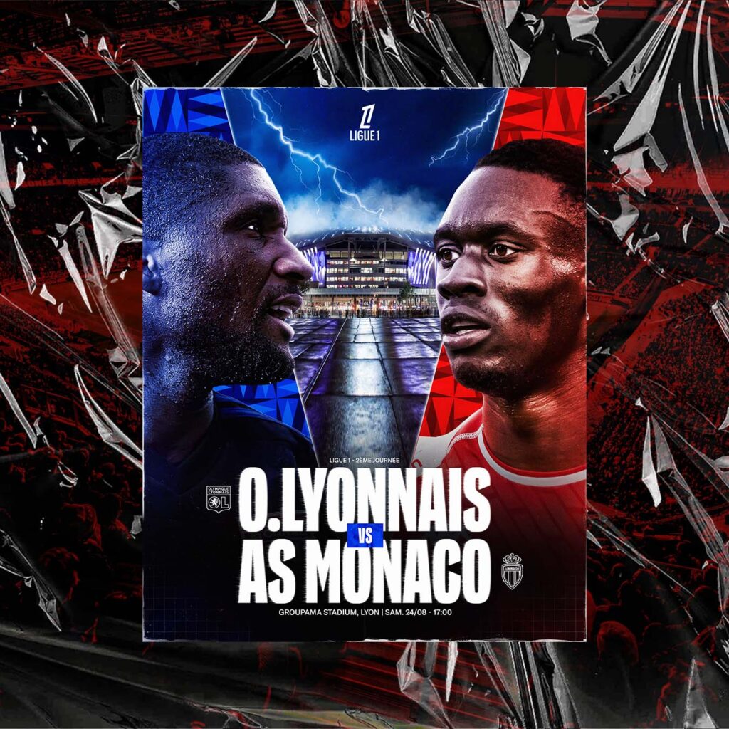 Affiche - Olympique Lyonnais vs AS Monaco - Ligue 1